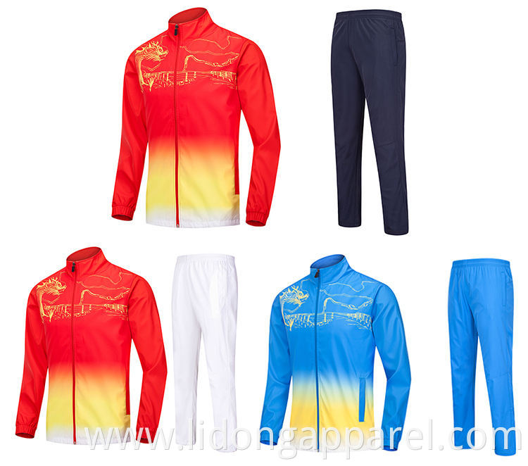 LiDong wholesale latest design tracksuit custom fashion red and blue Receiving awards for the winners